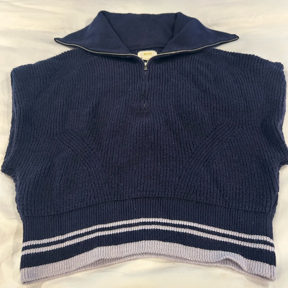 Anthropologie Navy and Gray Cowl Neck Sweater